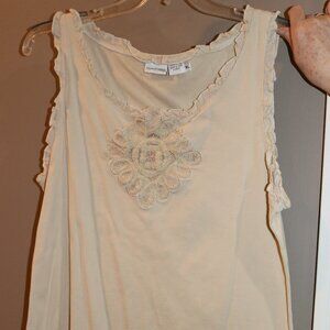 Women's Newport News beige cotton ruffled tank top. XL. New, no tags.